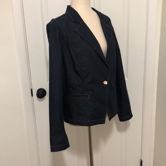 Chico's Women's Dark Navy Denim Blazer - Size 3 (XL/16) - Picture 4 of 9